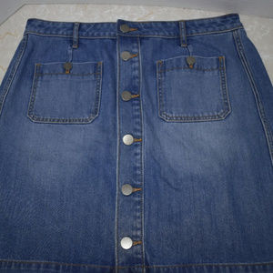 Ann Taylor Loft Button Front Denim Skirt 12